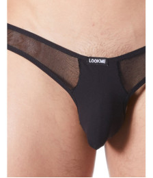 String noir sexy avec fine résille - LM805-57BLK